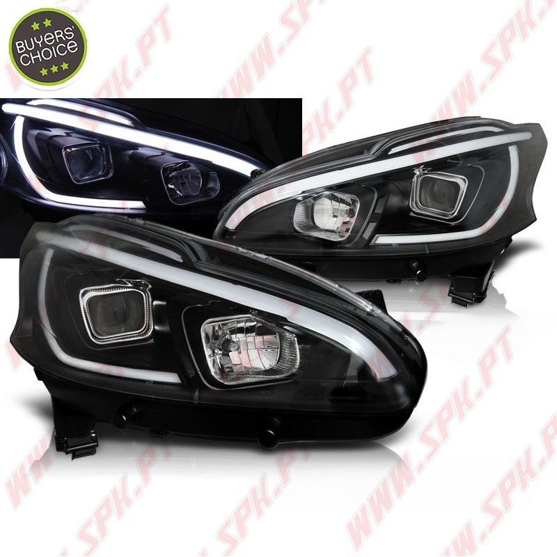 Faróis LED Tube-Light / Black - Peugeot 208 (2012-2015)