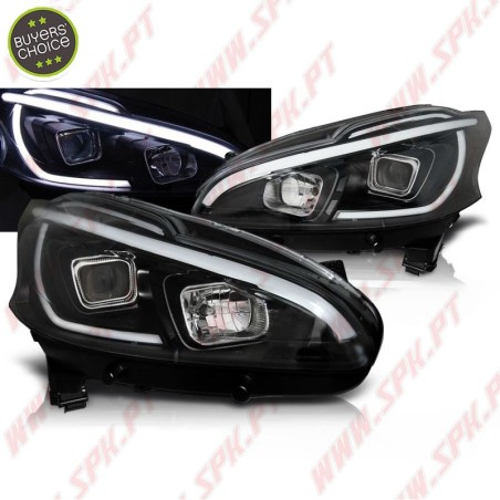 Faróis LED Tube-Light / Black - Peugeot 208 (2012-2015)