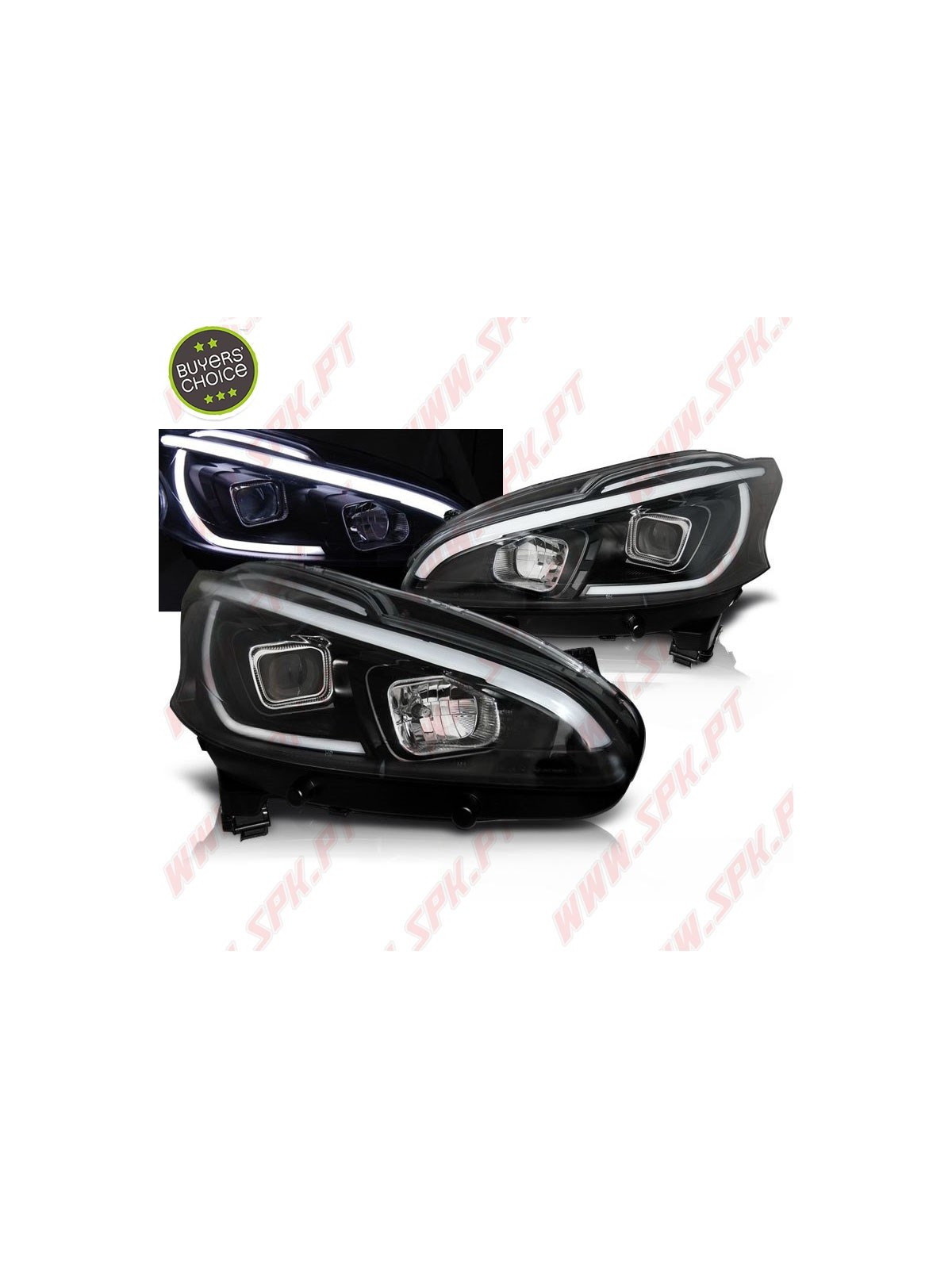 Faróis LED Tube-Light / Black - Peugeot 208 (2012-2015)
