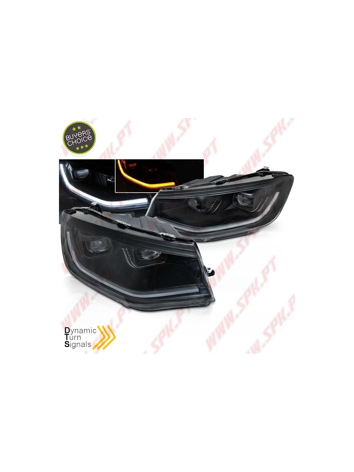 Faróis LED Tube-Light Dynamic / Black - VW Caddy (2020-)