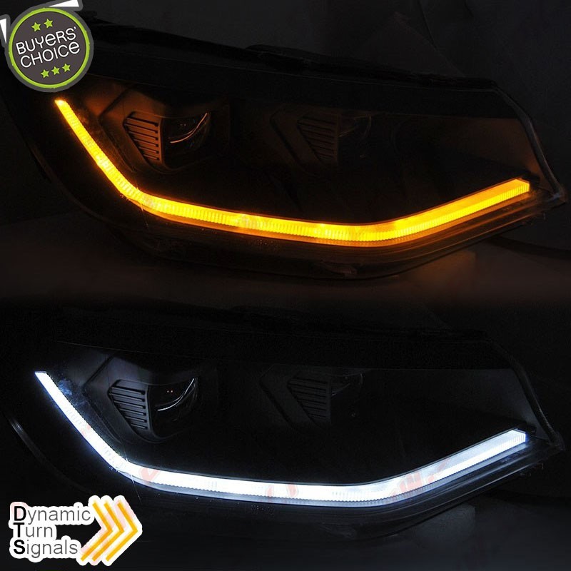 Faróis LED Tube-Light Dynamic / Black - VW Caddy (2020-)