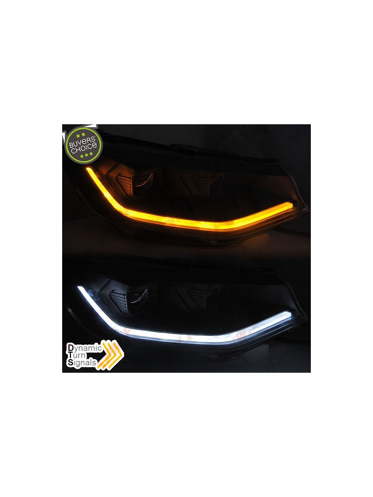 Faróis LED Tube-Light Dynamic / Black - VW Caddy (2020-)
