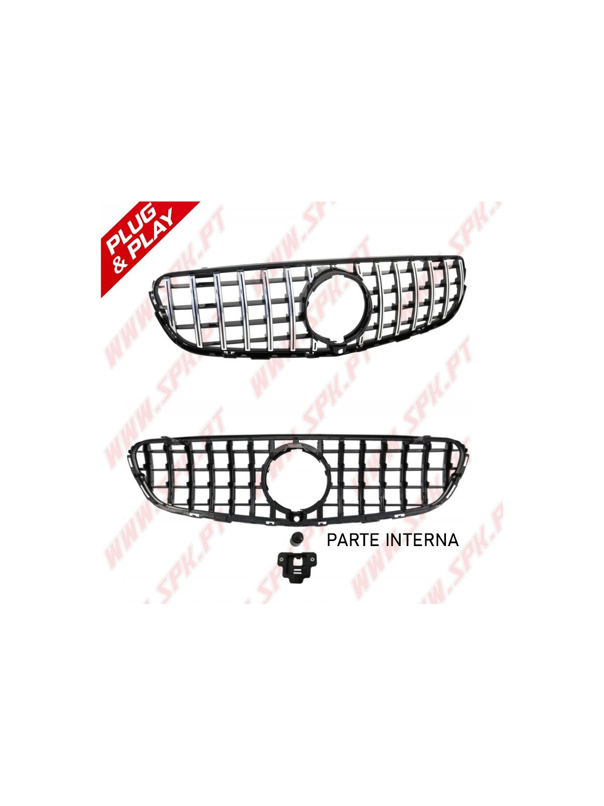 Grelha Frontal Look GTR Black+Chrome - Mercedes GLC X253 (2015-2019)