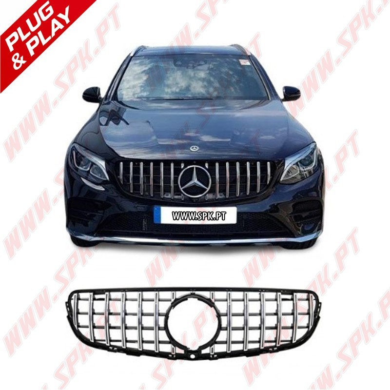 Grelha Frontal Look GTR Black+Chrome - Mercedes GLC X253 (2015-2019)