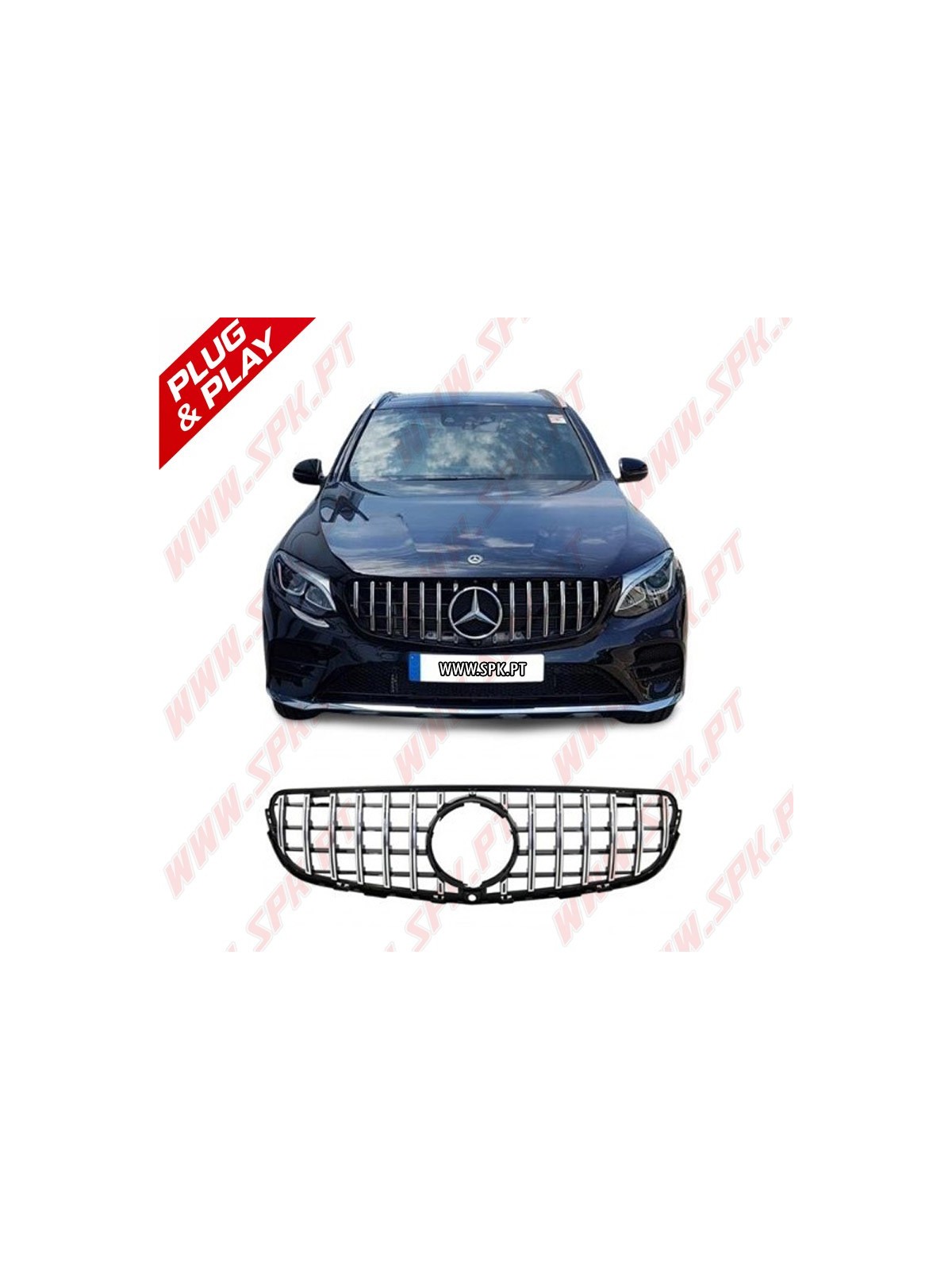 Grelha Frontal Look GTR Black+Chrome - Mercedes GLC X253 (2015-2019)