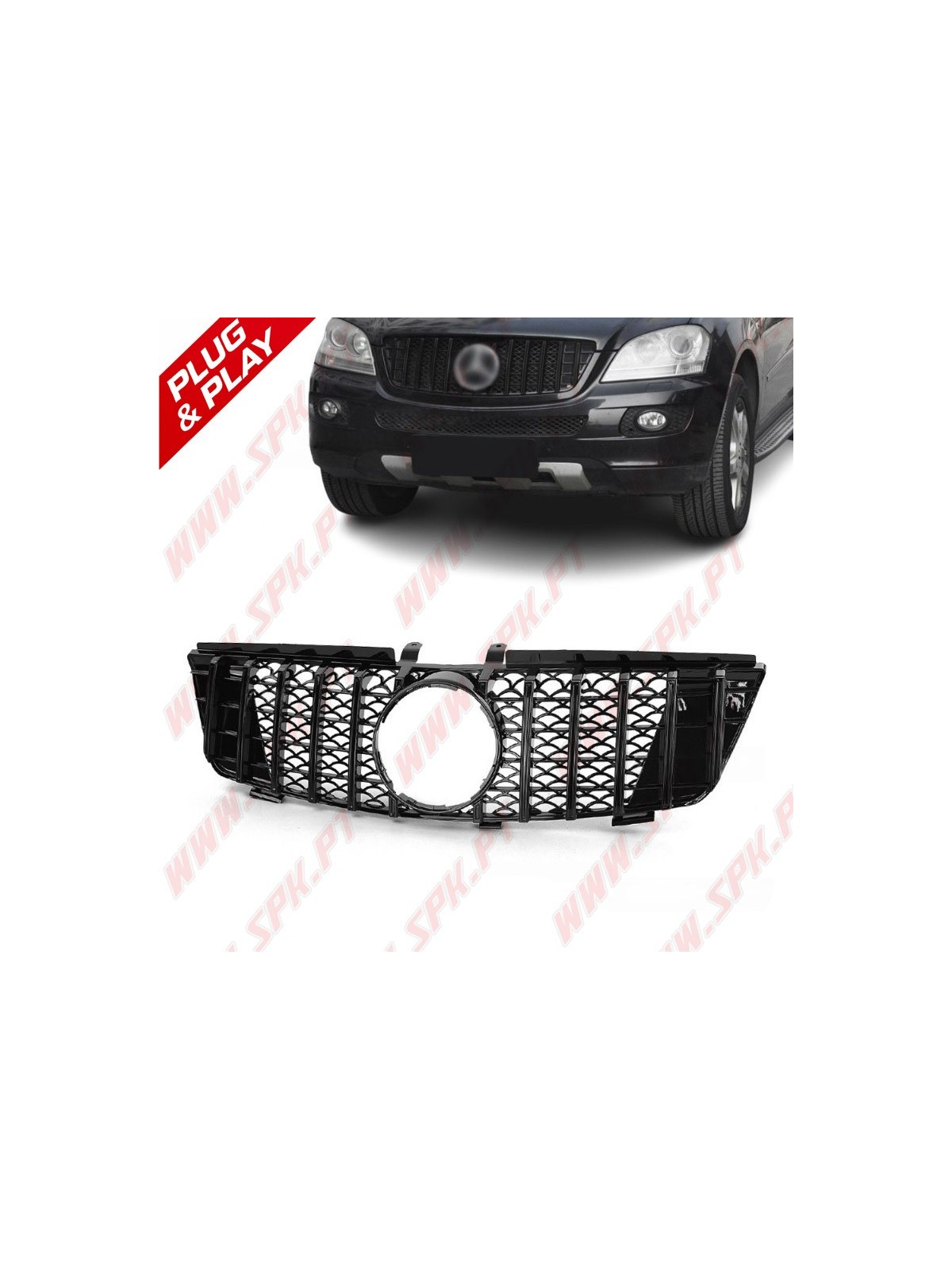 Grelha Frontal Look GTR Black - Mercedes ML W164 (2005-2008)