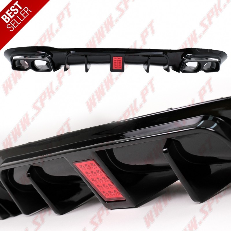 Difusor Traseiro + Ponteiras Black Look Brabus - Mercedes W213 Sport Line (2016-2019)