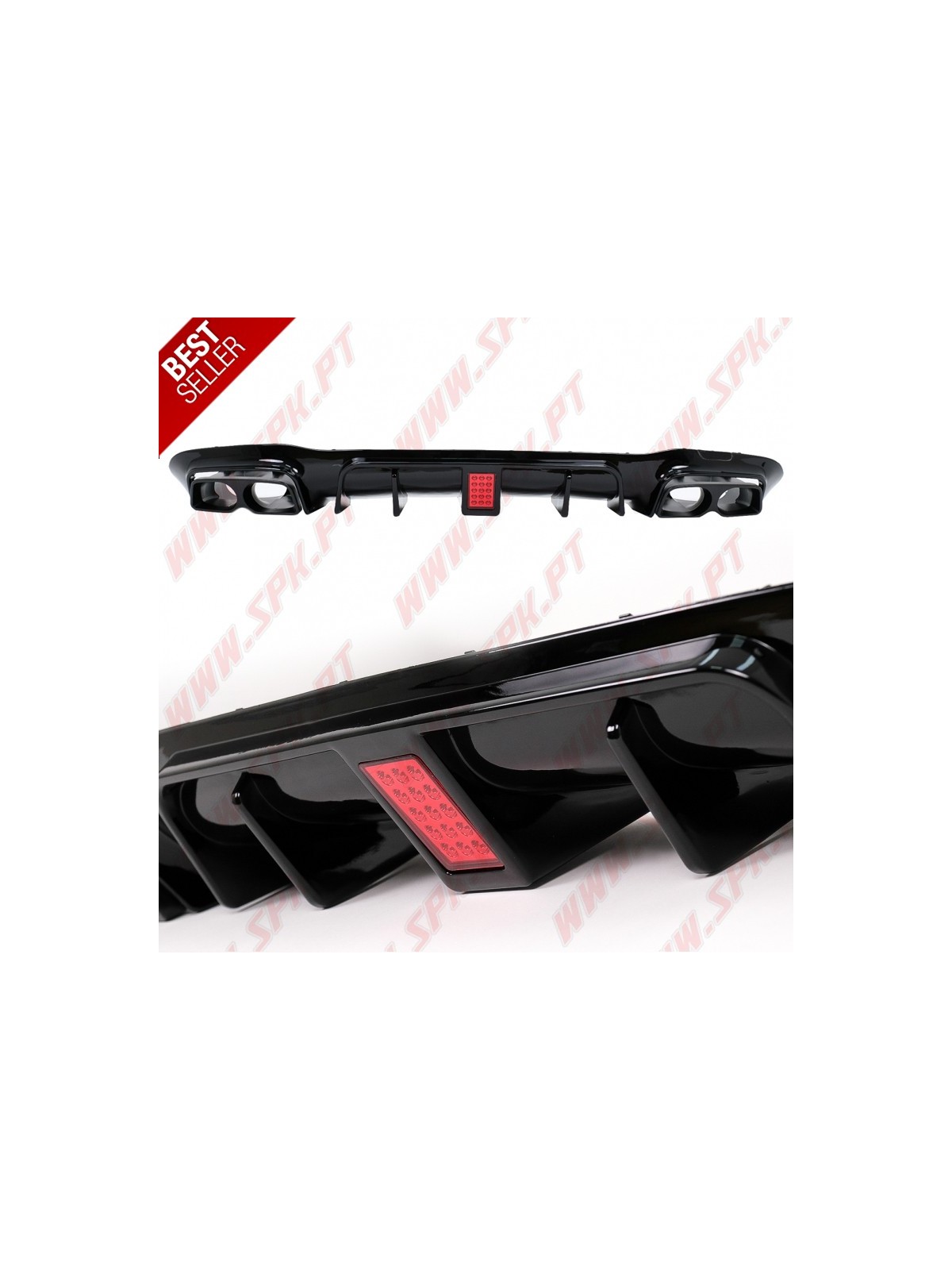 Difusor Traseiro + Ponteiras Black Look Brabus - Mercedes W213 Sport Line (2016-2019)