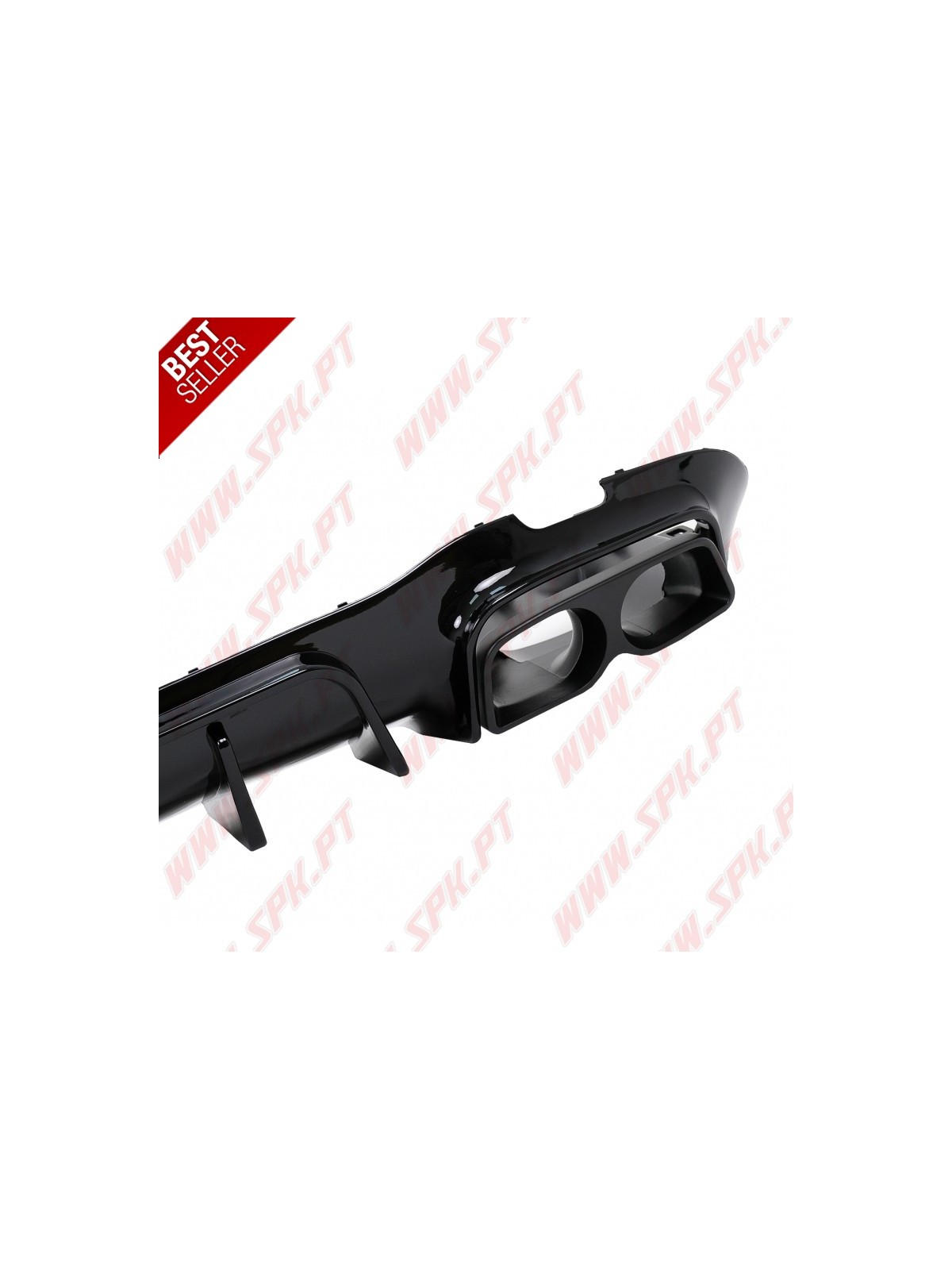 Difusor Traseiro Flash LED + Ponteiras Black Look Brabus - Mercedes W213 Sport Line (2016-2019)