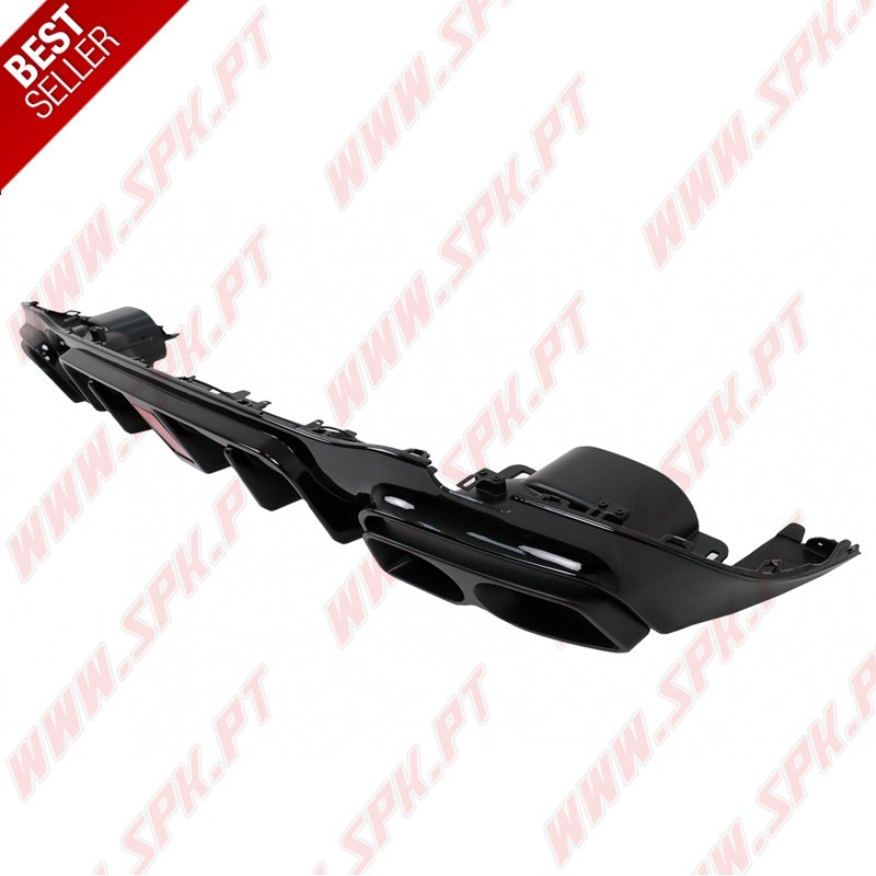 Difusor Traseiro Flash LED + Ponteiras Black Look Brabus - Mercedes W213 Sport Line (2016-2019)