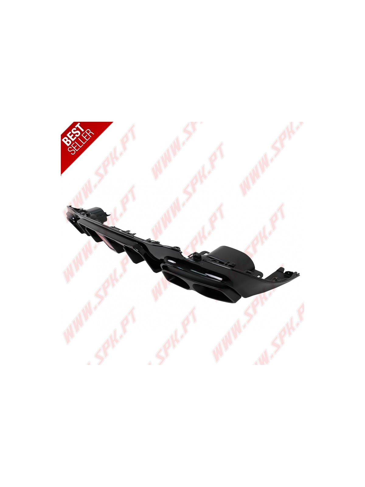 Difusor Traseiro Flash LED + Ponteiras Black Look Brabus - Mercedes W213 Sport Line (2016-2019)