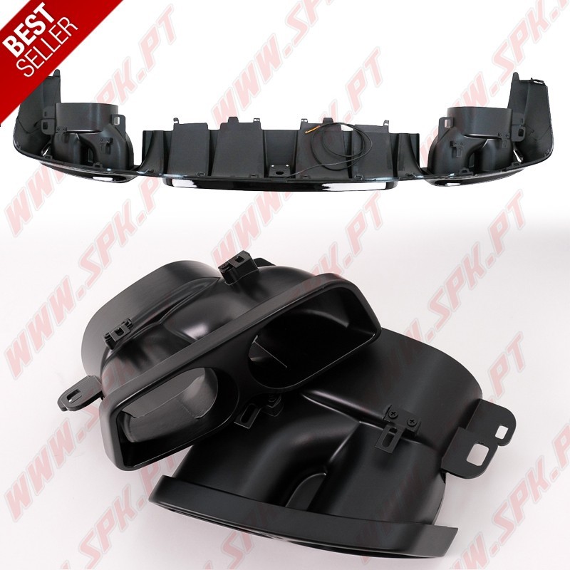 Difusor Traseiro Flash LED + Ponteiras Black Look Brabus - Mercedes W213 Sport Line (2016-2019)