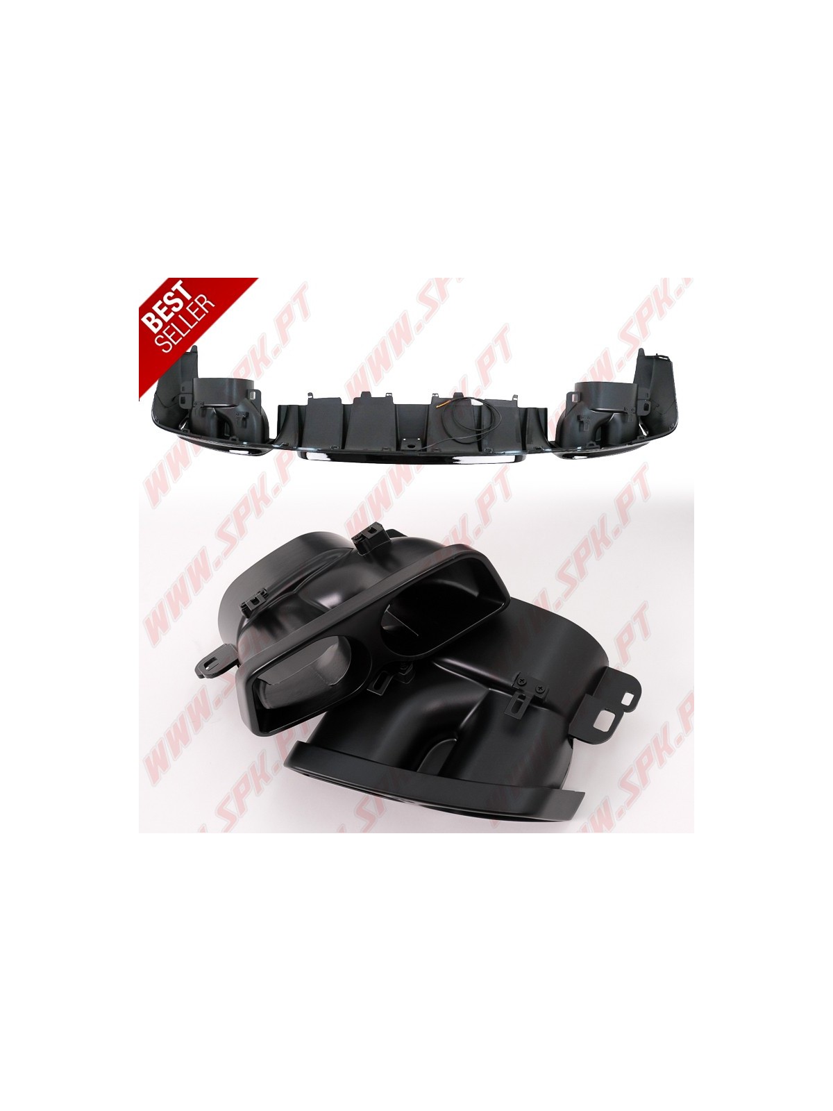 Difusor Traseiro Flash LED + Ponteiras Black Look Brabus - Mercedes W213 Sport Line (2016-2019)