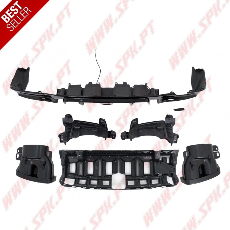 Difusor Traseiro Flash LED + Ponteiras Black Look Brabus - Mercedes W213 Sport Line (2016-2019)