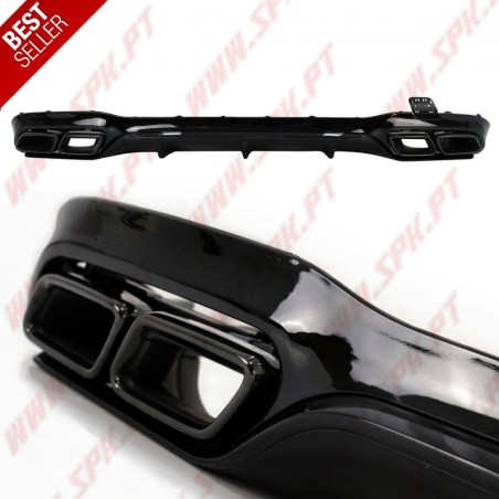 Difusor Traseiro + Ponteiras Black Edition Look E63 AMG - Mercedes W213 Sport Line (2016-2019)