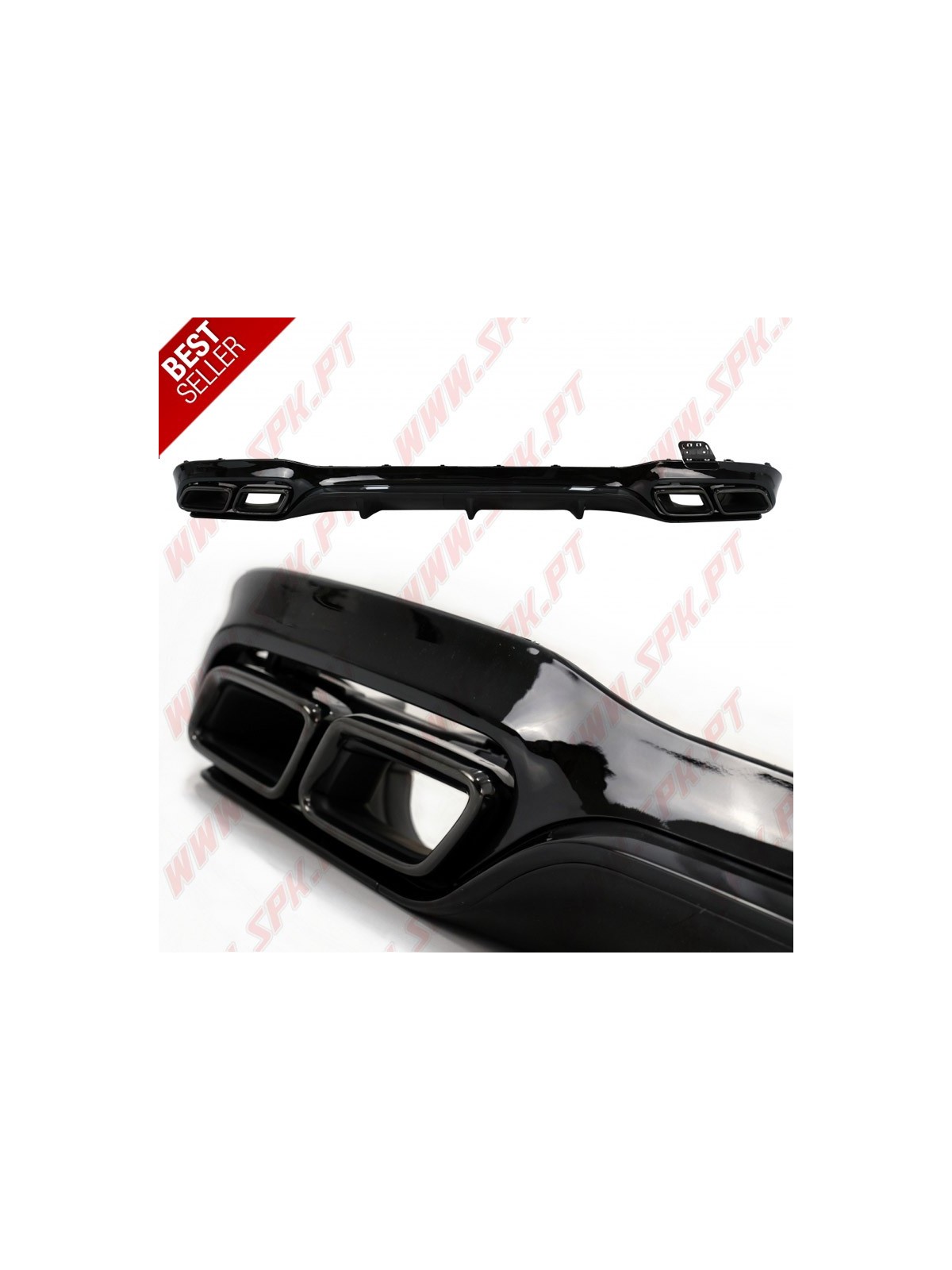 Difusor Traseiro + Ponteiras Black Edition Look E63 AMG - Mercedes W213 Sport Line (2016-2019)