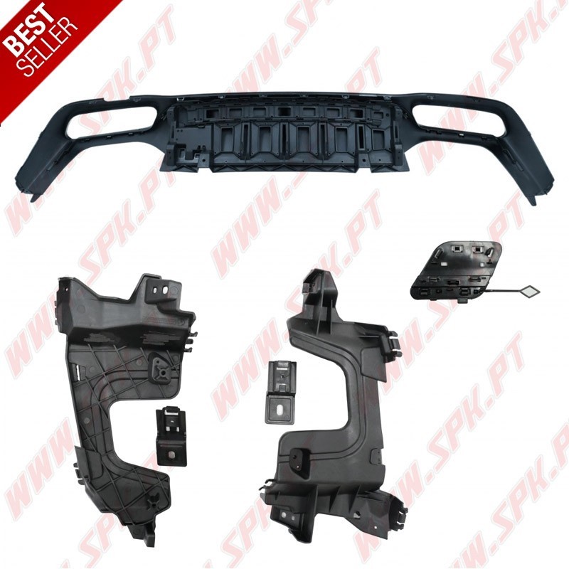 Difusor Traseiro + Ponteiras Black Edition Look E63 AMG - Mercedes W213 Sport Line (2016-2019)