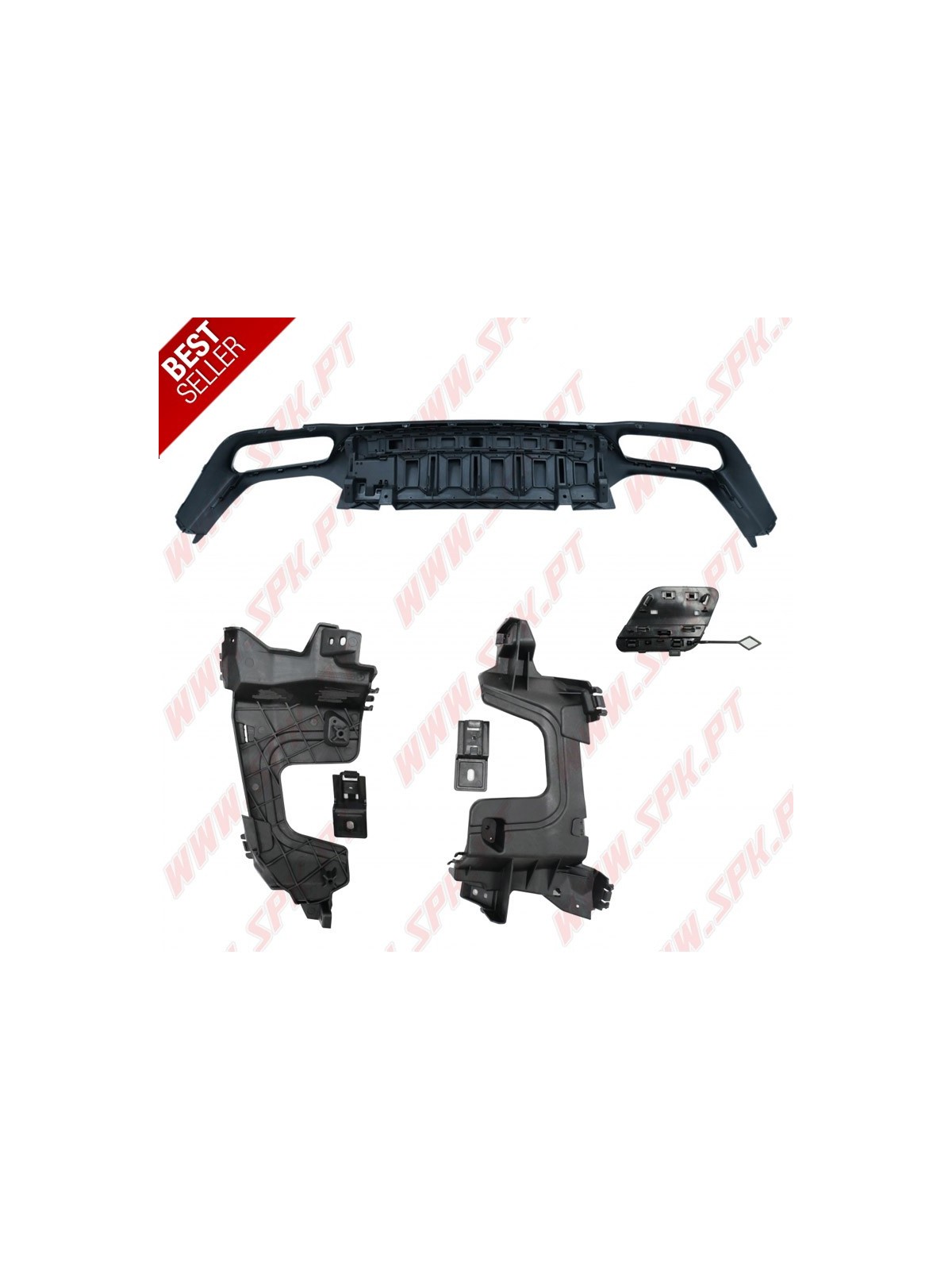 Difusor Traseiro + Ponteiras Black Edition Look E63 AMG - Mercedes W213 Sport Line (2016-2019)