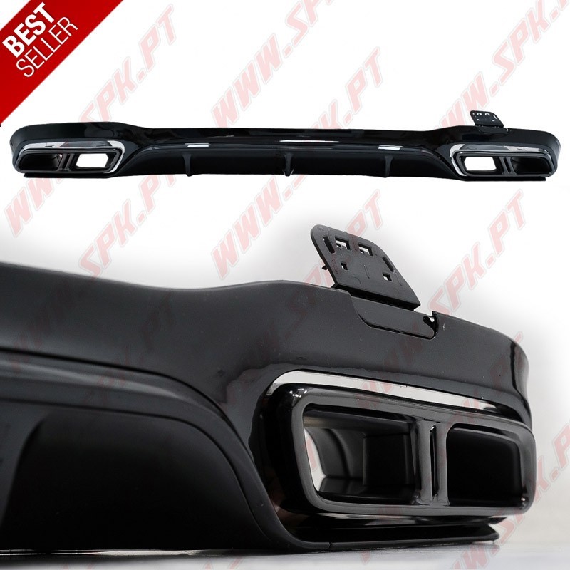 Difusor Traseiro + Ponteiras Black Edition Look E63s AMG - Mercedes W213 Sport Line (2016-2019)