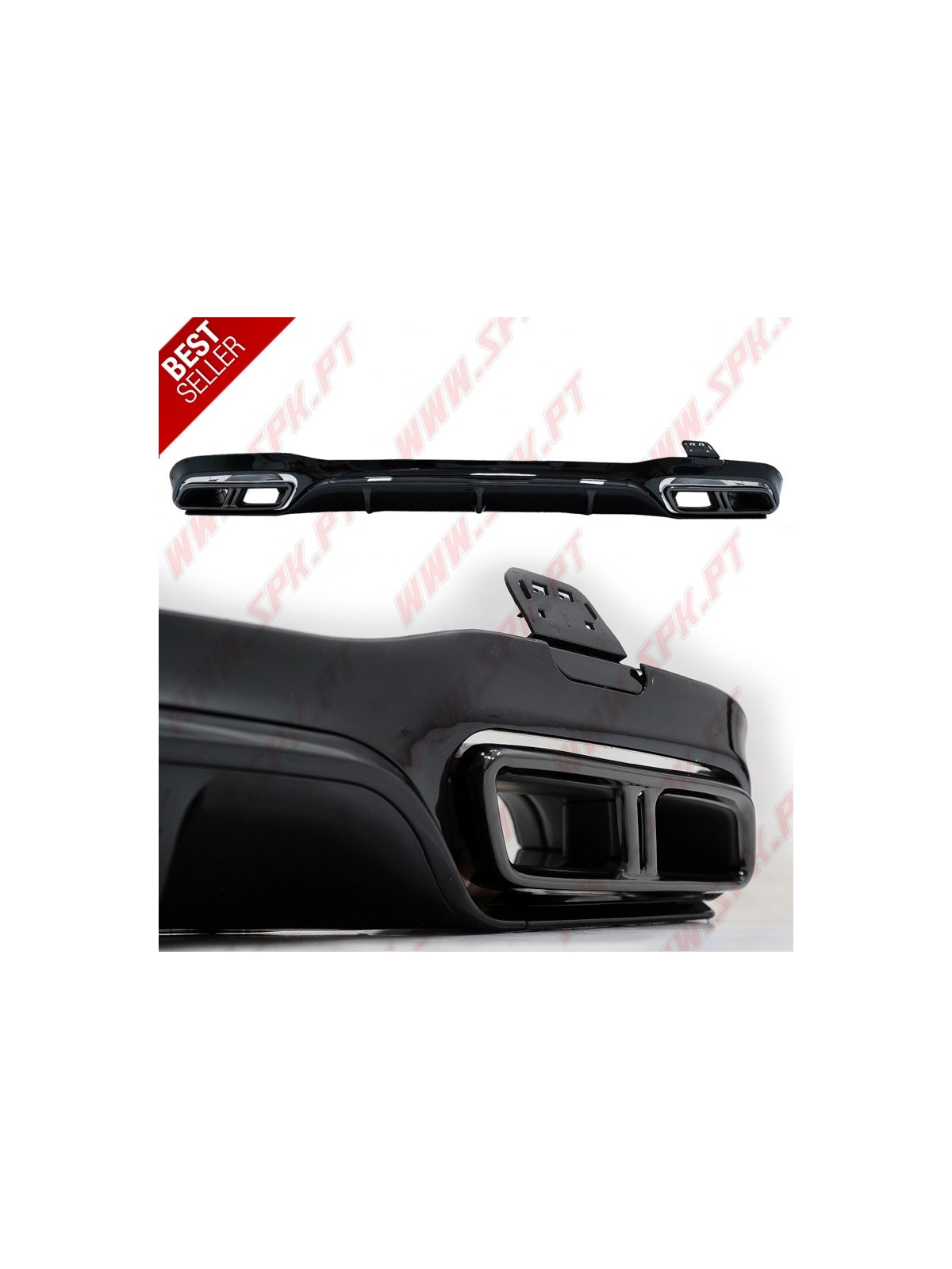 Difusor Traseiro + Ponteiras Black Edition Look E63s AMG - Mercedes W213 Sport Line (2016-2019)