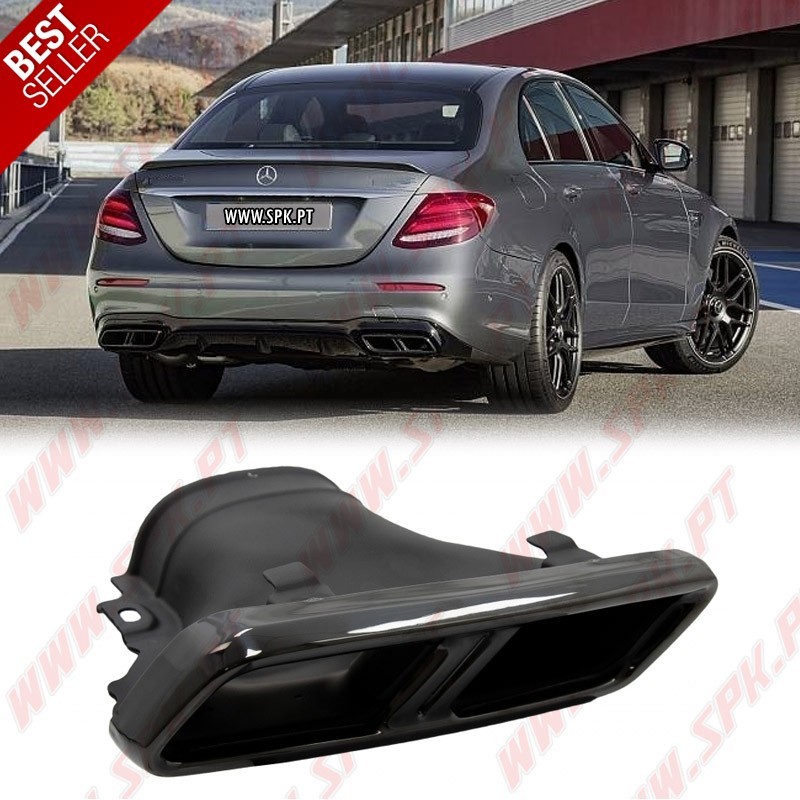 Difusor Traseiro + Ponteiras Black Edition Look E63s AMG - Mercedes W213 Sport Line (2016-2019)