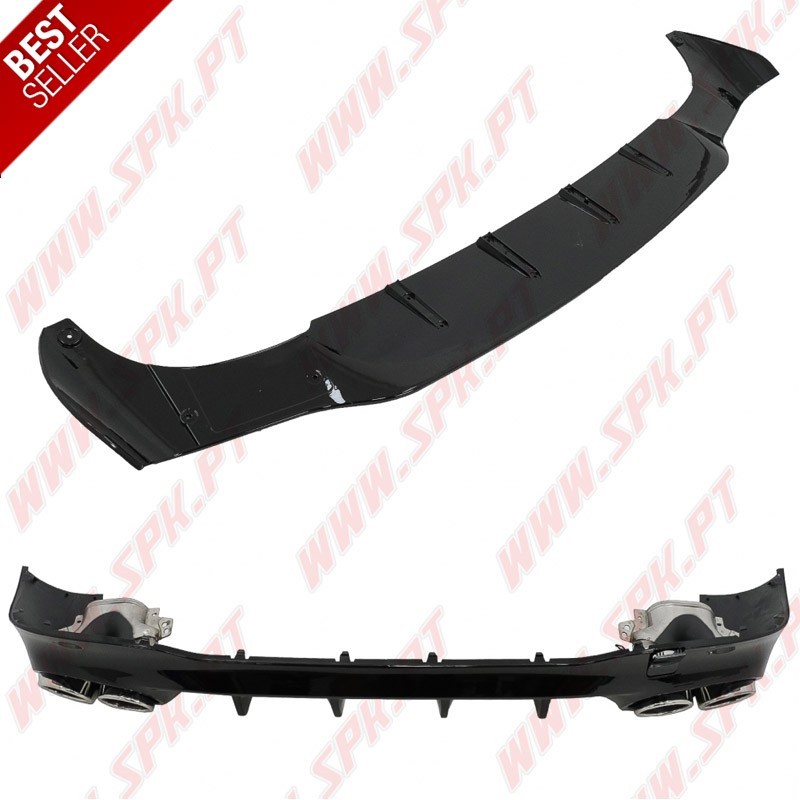 Difusor Traseiro + Ponteiras Look 45s AMG - Mercedes CLA C118 / X118 Sport Line (2019-2025)