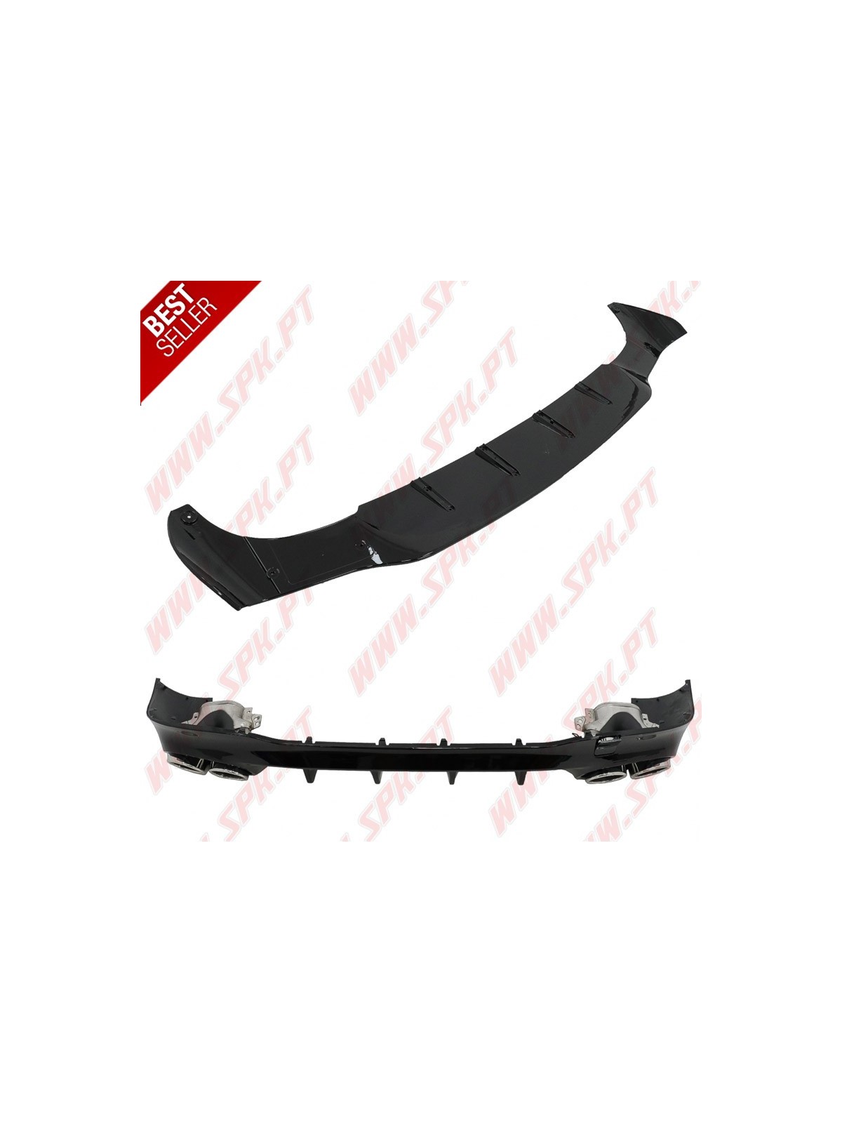 Difusor Traseiro + Ponteiras Look 45s AMG - Mercedes CLA C118 / X118 Sport Line (2019-2025)