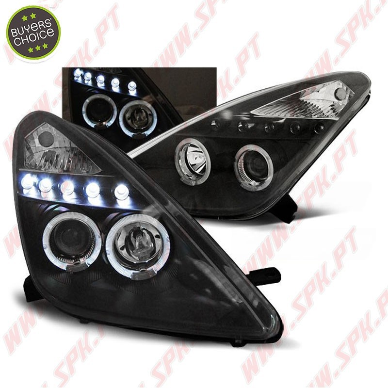 Faróis Angel Eyes LED / Black - Toyota Celica T230 (1999-2005)