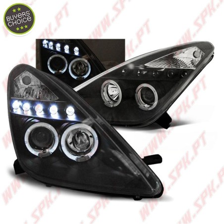 Faróis Angel Eyes LED / Black - Toyota Celica T230 (1999-2005)
