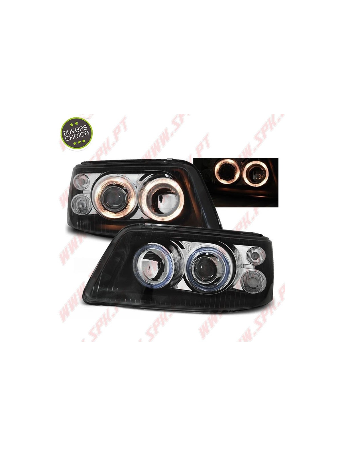 Faróis Angel Eyes / Black - VW Transporter T5 (2003-2009)