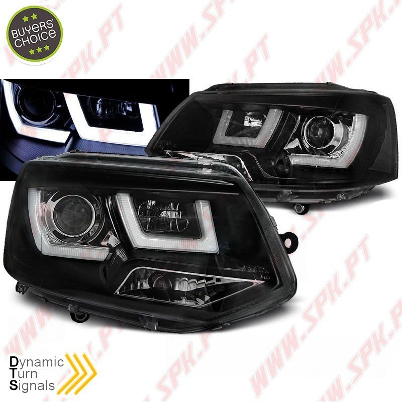 Faróis U-LED / Black - VW Transporter T5 (2010-2015)