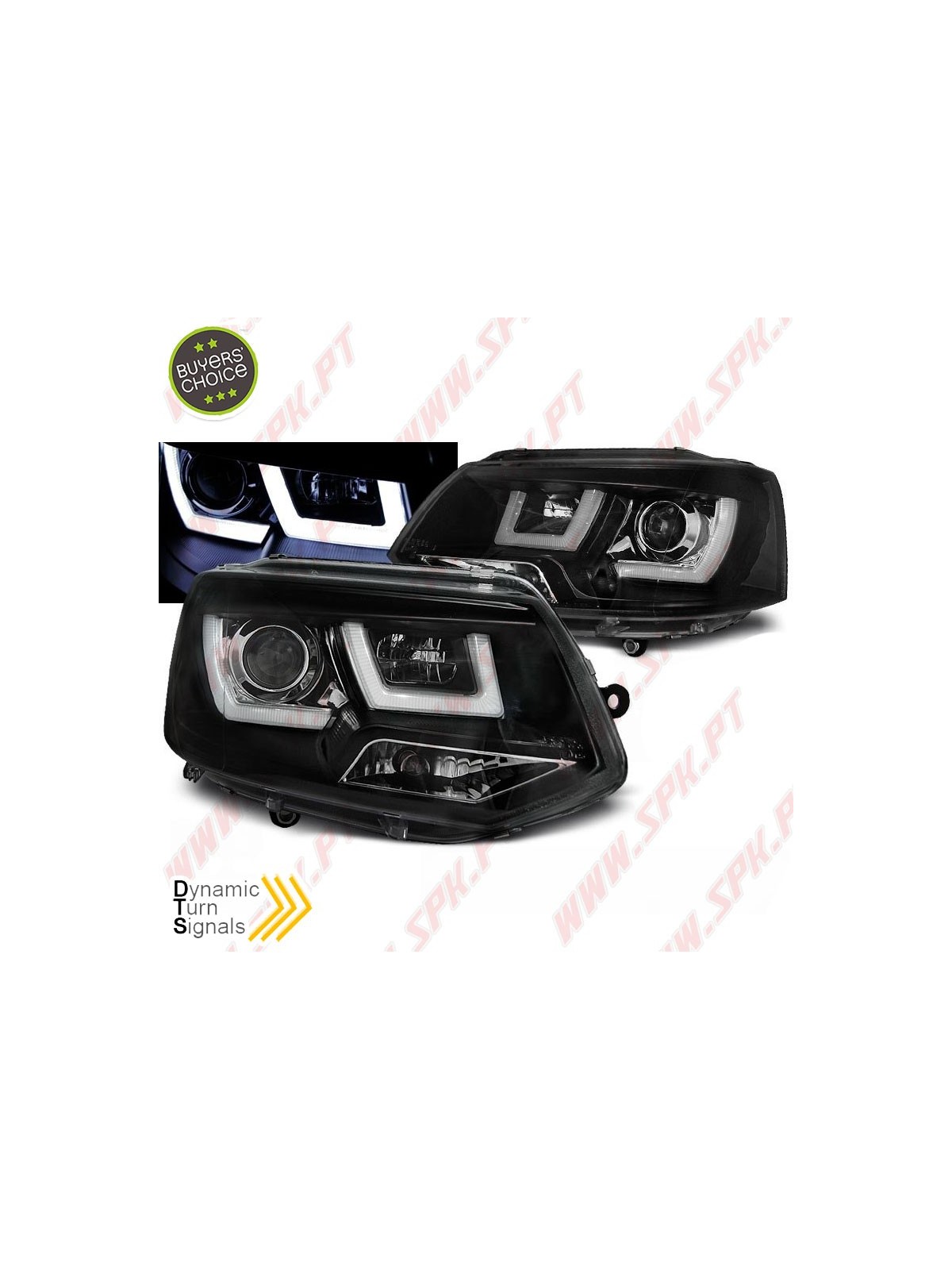 Faróis U-LED / Black - VW Transporter T5 (2010-2015)