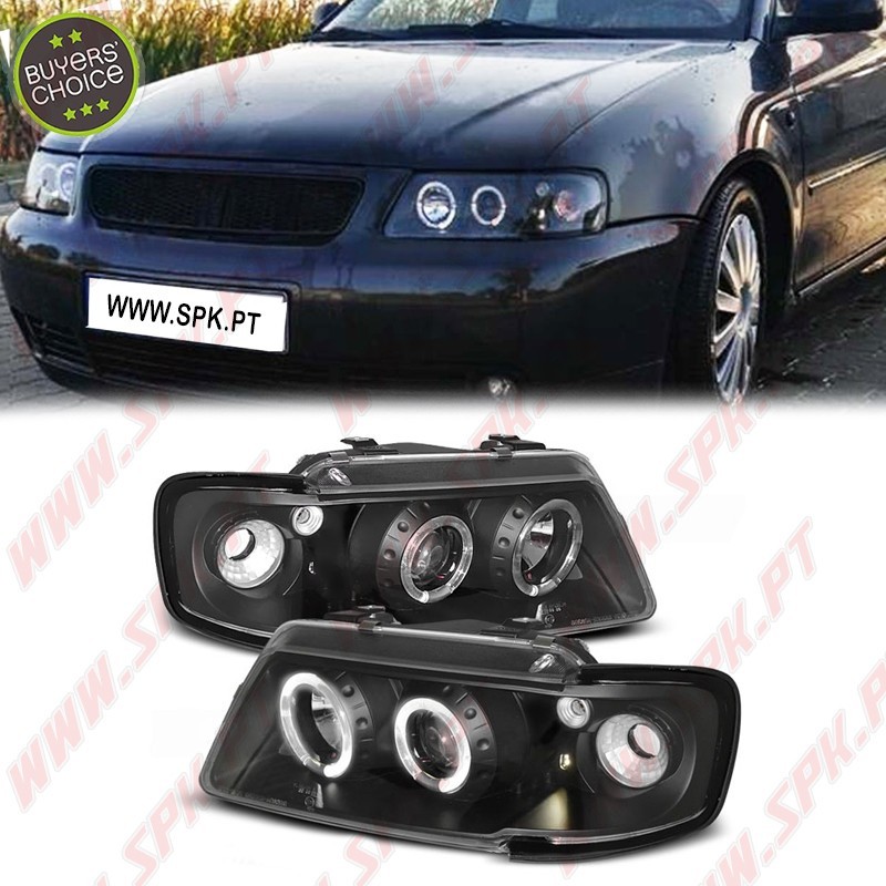 Faróis Angel Eyes Black - Audi A3 8L (1996-2000) Faróis Angel Eyes Black - Audi A3 8L (1996-2000)
