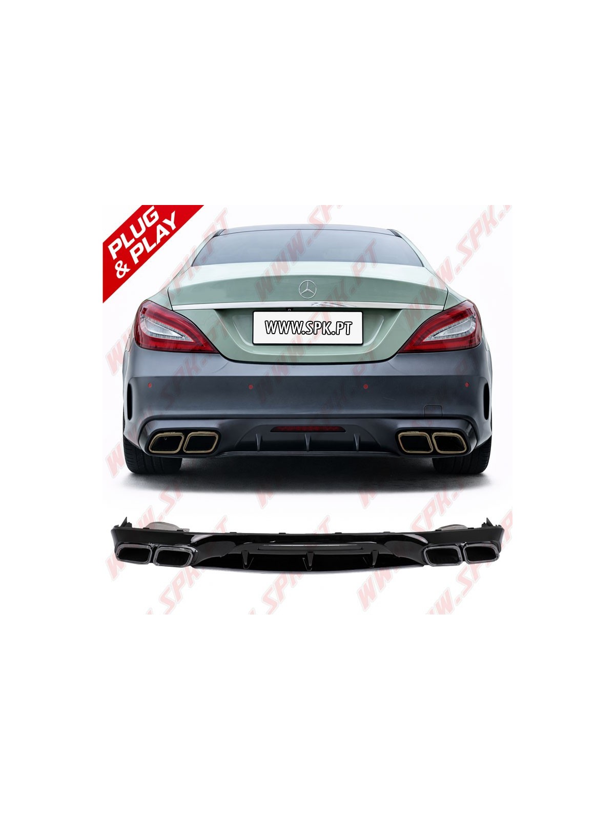 Difusor Traseiro + Ponteiras Smoke Look AMG - Mercedes W218 Sport Line (2011-2017)