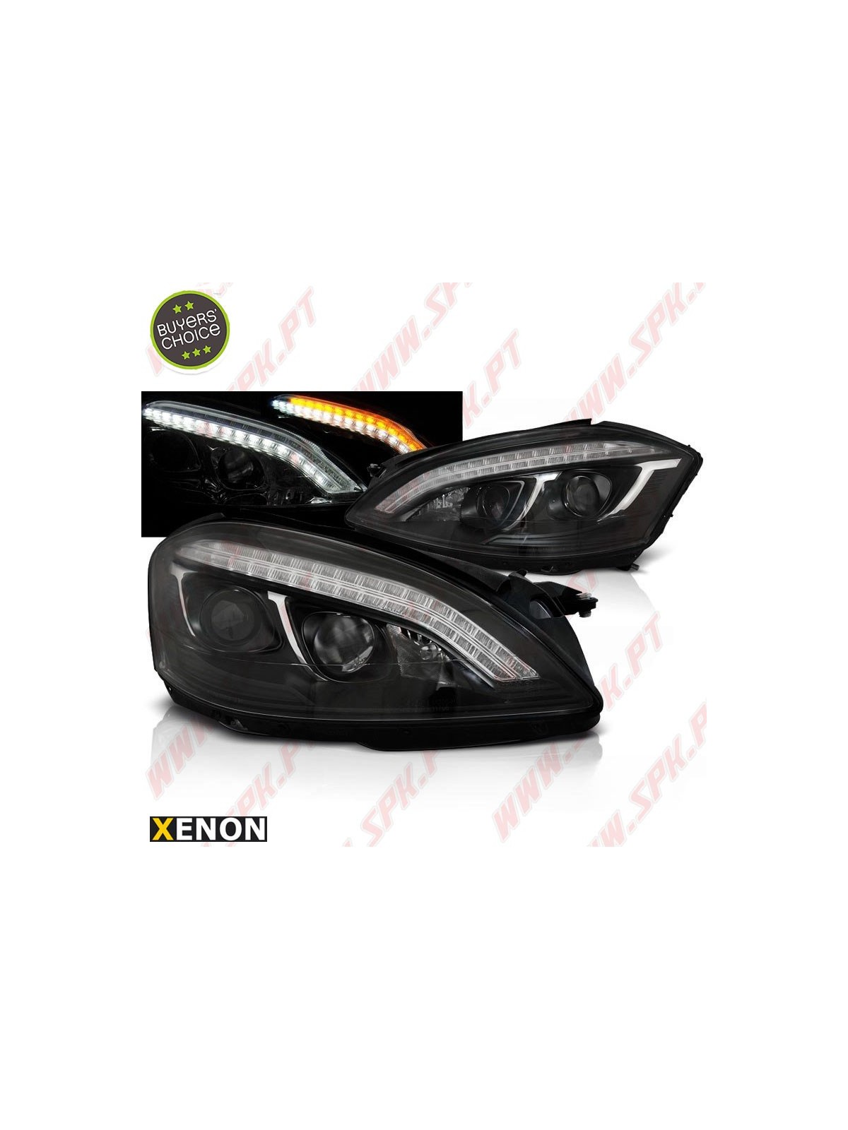 Faróis Xenon DRL LED Black - Mercedes W221 (2005-2009)