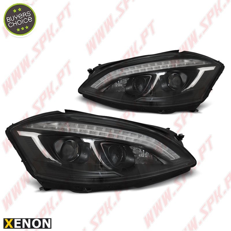 Faróis Xenon DRL LED Black - Mercedes W221 (2005-2009)