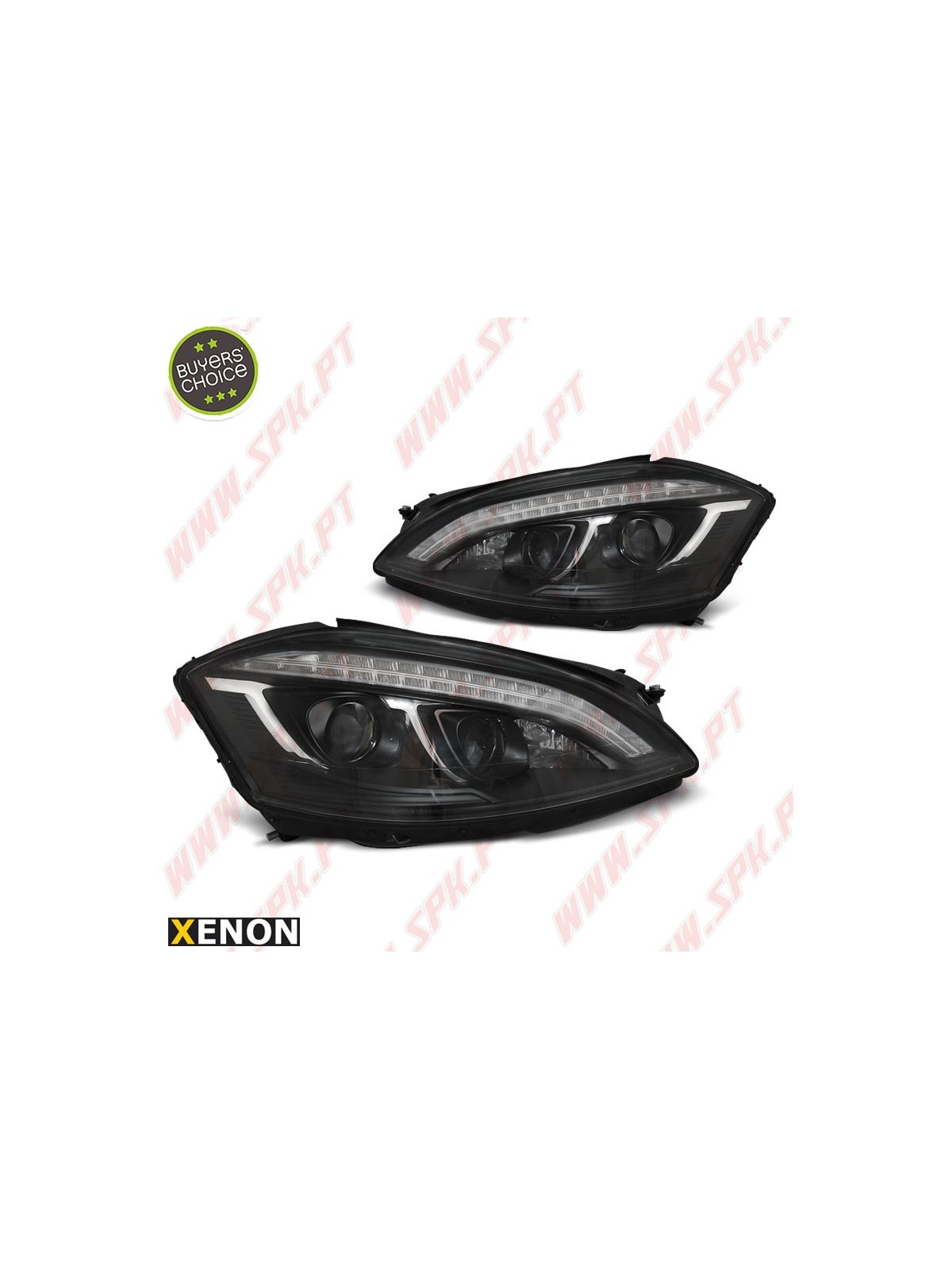 Faróis Xenon DRL LED Black - Mercedes W221 (2005-2009)