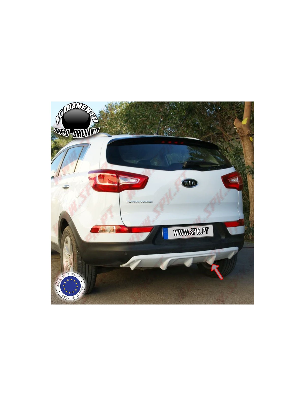 Difusor Traseiro Plástico Preto Brilhante - Kia Sportage 3 (2010-2013)
