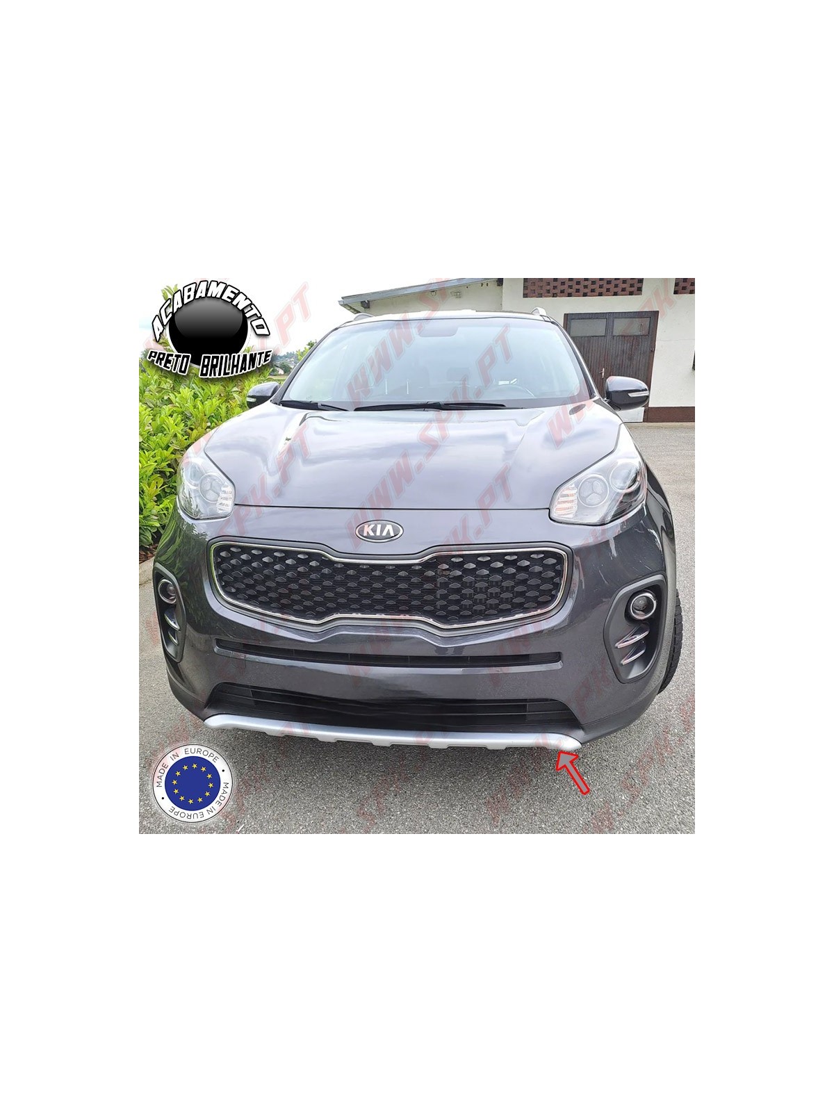 Spoiler Frontal Plástico ABS Preto Brilhante - Kia Sportage 4 (2015-2017)