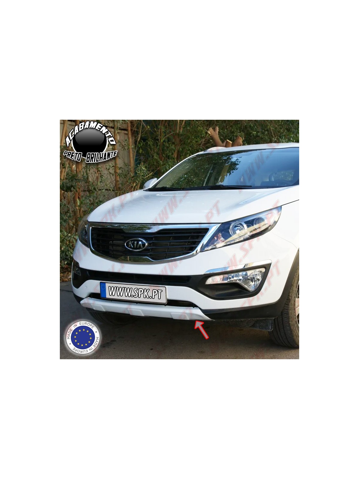 Spoiler Frontal Plástico ABS Preto Brilhante - Kia Sportage 3 (2010-2013)