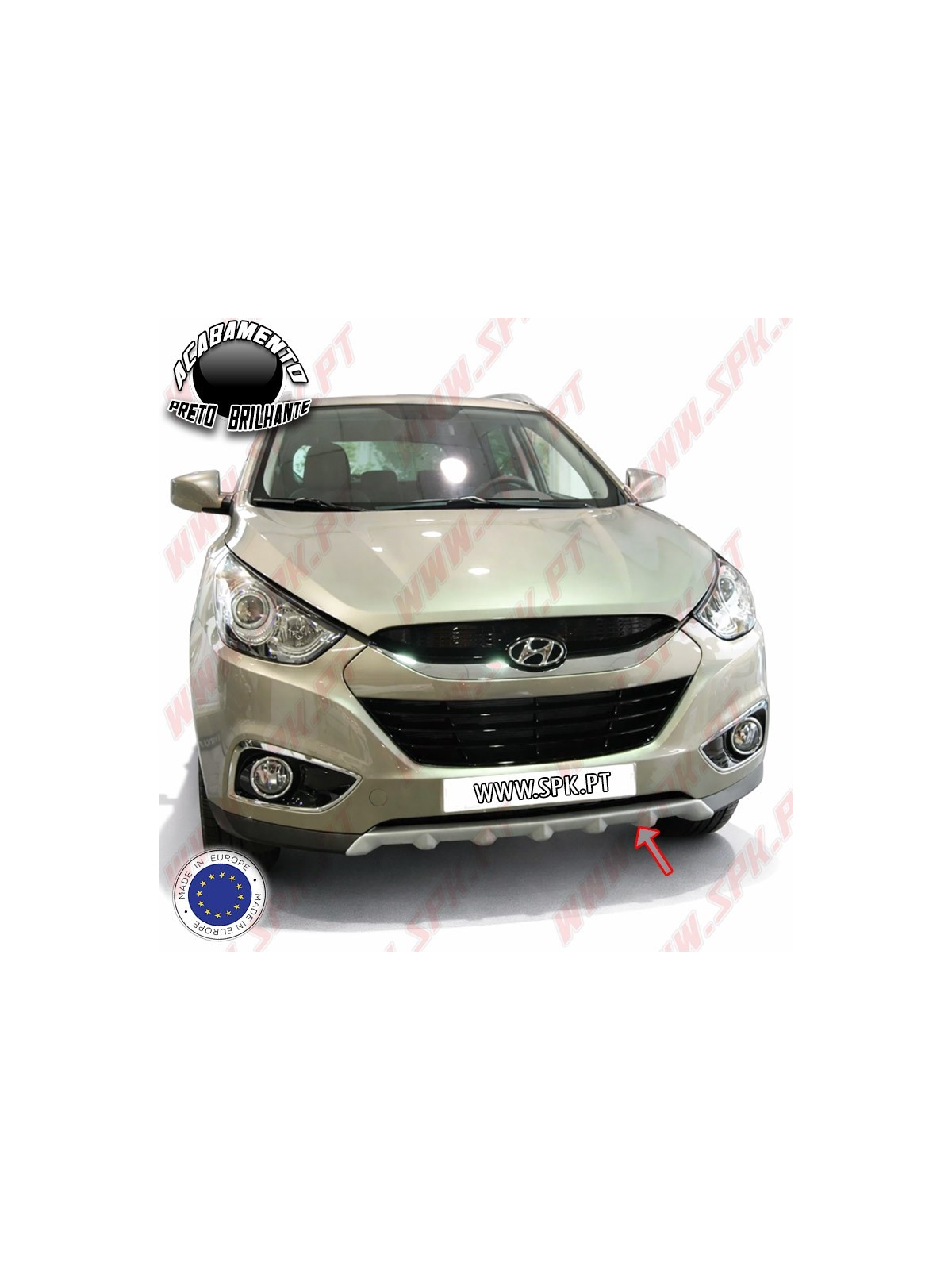 Spoiler Frontal Plástico ABS Preto Brilhante - Hyundai ix35 (2009-2015)