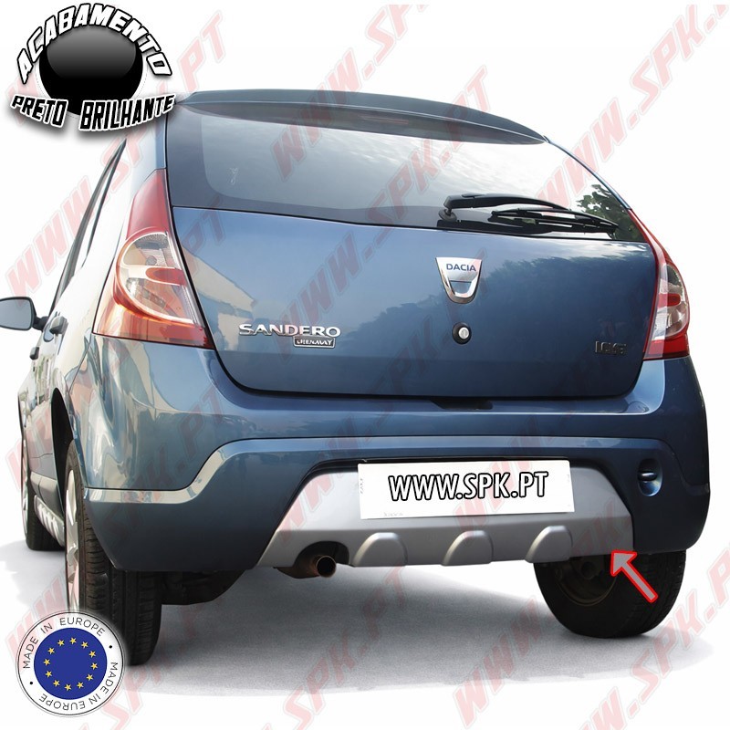 Difusor Traseiro Plástico ABS Preto Brilhante - Dacia Sandero MK1 (2008-2012)