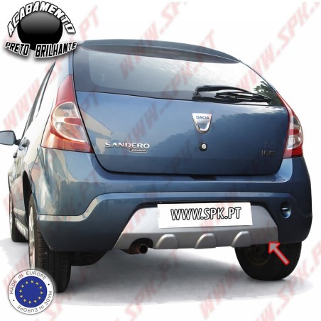 Difusor Traseiro Plástico ABS Preto Brilhante - Dacia Sandero MK1 (2008-2012)