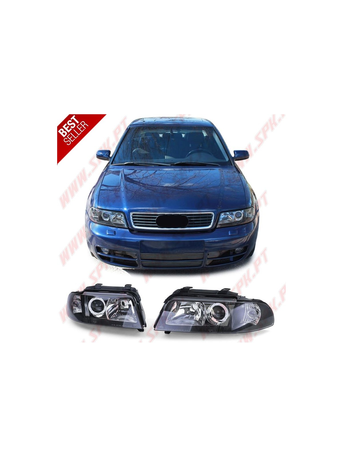 Faróis Look OEM Black - Audi A4 B5 Facelift (1999-2001)