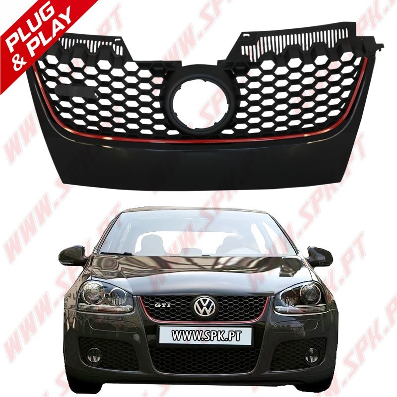 Grelha Frontal Look GTI Black+Red – VW Golf 5 (2003-2008)