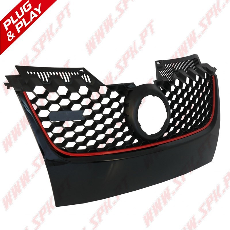 Grelha Frontal Look GTI Black+Red – VW Golf 5 (2003-2008)