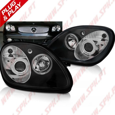 Faróis Angel Eyes Black - Mercedes SLK R170 (2006-2004)