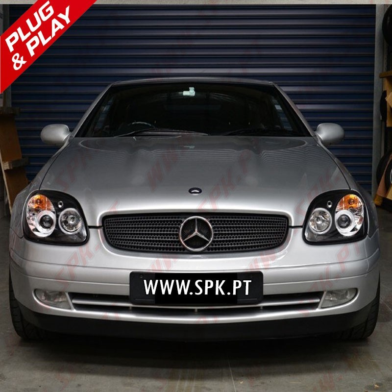 Faróis Angel Eyes Black - Mercedes SLK R170 (2006-2004)