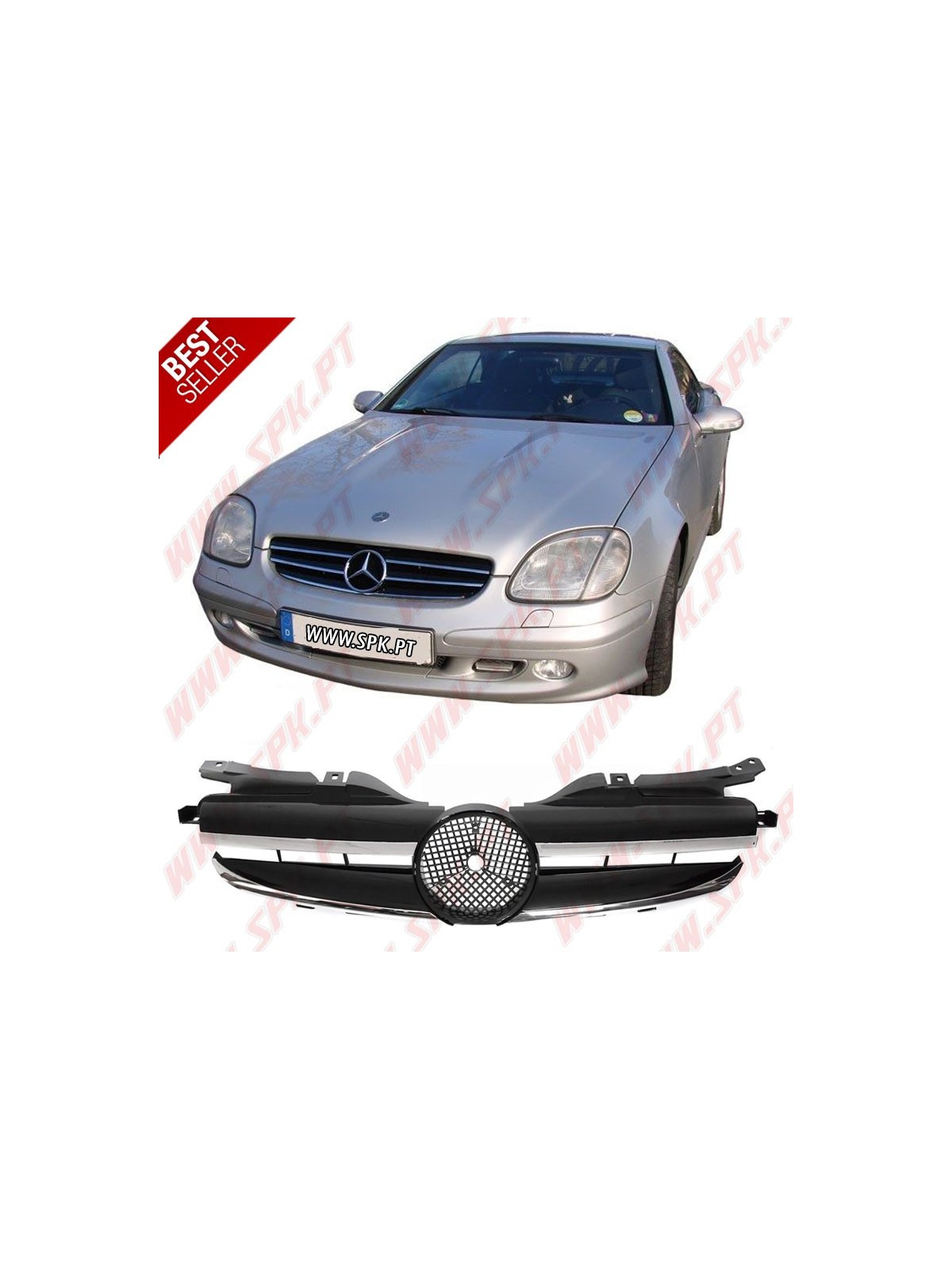 Grelha Frontal Look CL Black+Chrome - Mercedes SLK R170 (1996-2004)