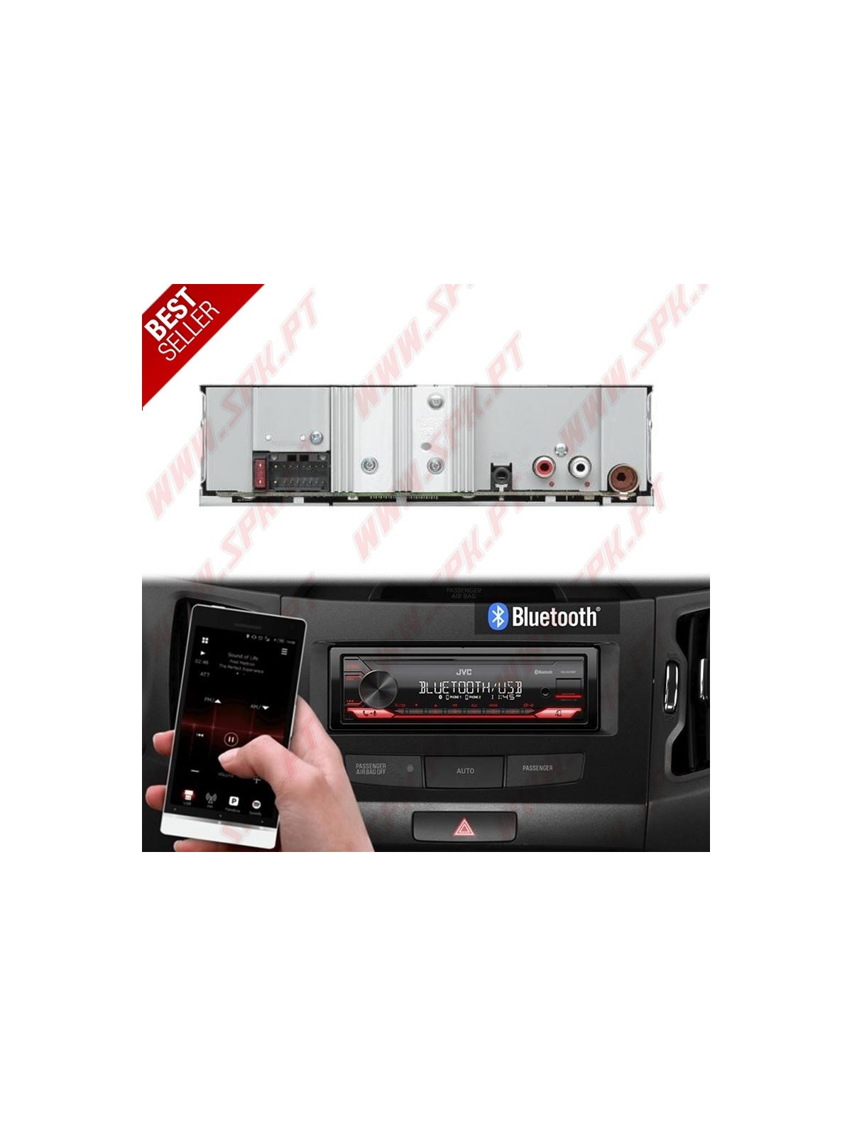 Radio 1DIN JVC KD-X282BT - Bluetooth / USB / K2 Technology